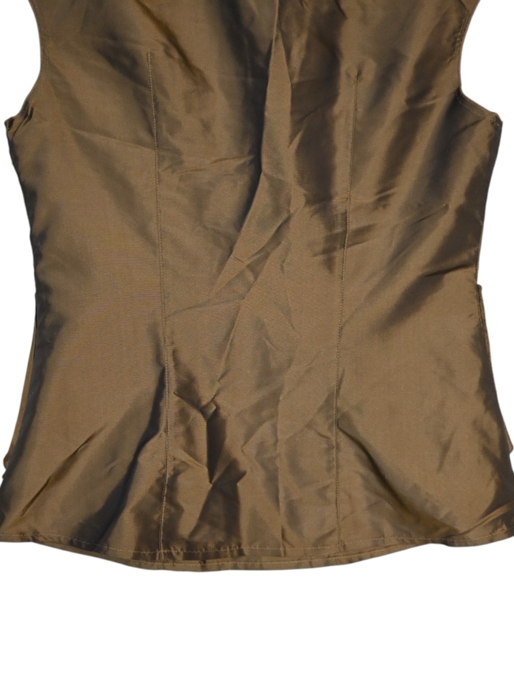 Moda International Women's S Silk Sleeveless Twist Front Wrap Blouse in Bronze - Picture 6 of 8